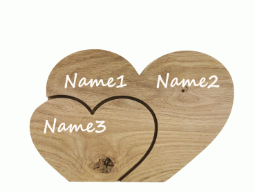 doppeltes Herz, 3 Namen und Hibiskus