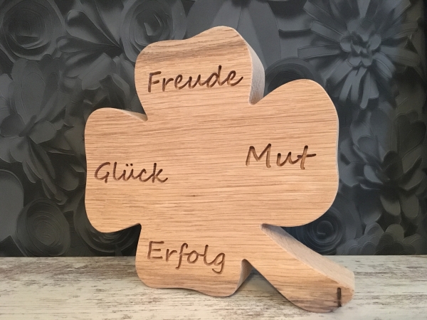Kleeblatt groß, Freude-Glück-Mut-Erfolg