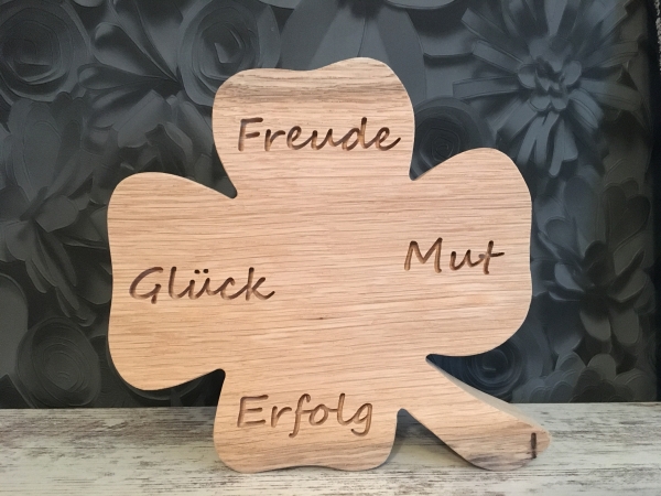 Kleeblatt groß, Freude-Glück-Mut-Erfolg