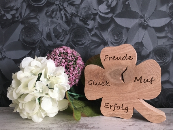 Kleeblatt groß, Freude-Glück-Mut-Erfolg