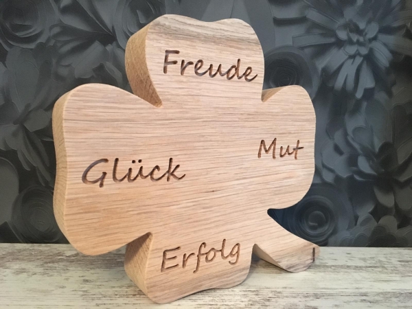 Kleeblatt groß, Freude-Glück-Mut-Erfolg
